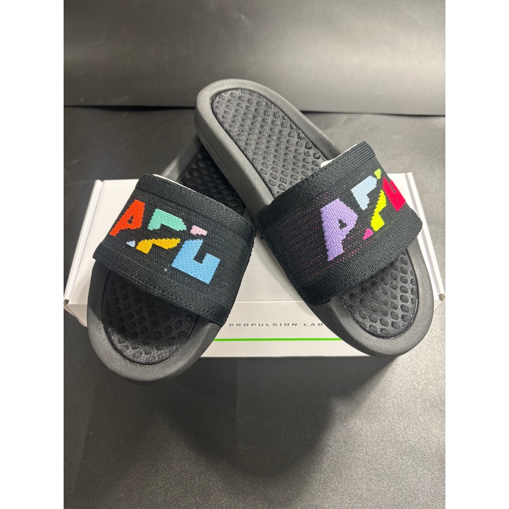 APL Athletic Propulsion Labs TechLoom Slides‎ Black Multi Blocked Women's 6 NEW